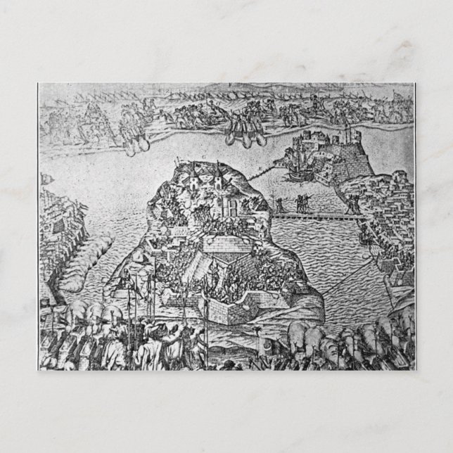 Cartão Postal Mapa do Cerco de Malta em 1565 (Frente)