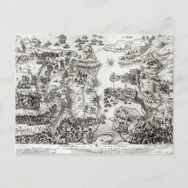 Cartão Postal Mapa do Cerco de Malta em 1565 (Frente)