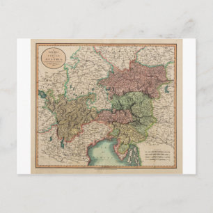 Cartão Postal Mapa do Círculo da Áustria em 1801 por John Cary