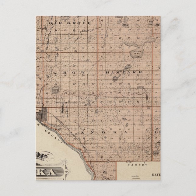 Cartão Postal Mapa do condado de Anoka, Minnesota (Frente)