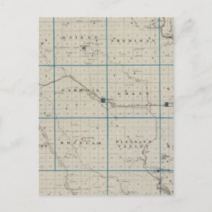 Cartão Postal Mapa do Condado de Carroll, Estado de Iowa