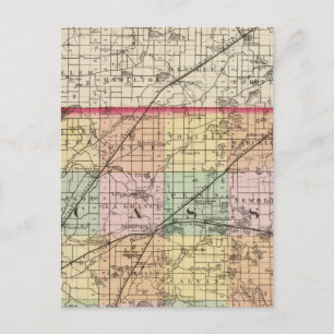 Cartão Postal Mapa do Condado de Cass, Michigan