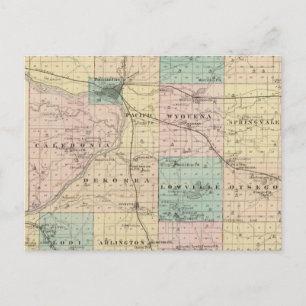 Cartão Postal Mapa do Condado de Columbia, Estado de Wisconsin