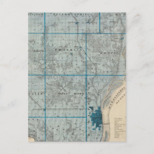 Cartão Postal Mapa do Condado de Des Moines, Estado de Iowa