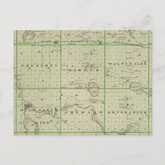 Cartão Postal Mapa do Condado de Faribault, Minnesota (Frente)