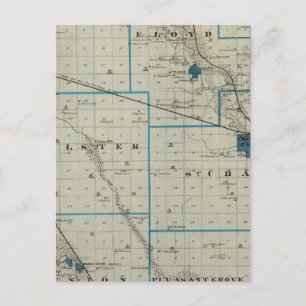 Cartão Postal Mapa do Condado de Floyd, Estado de Iowa