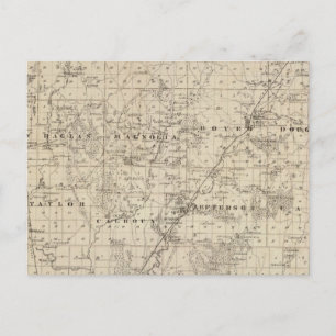 Cartão Postal Mapa do Condado de Harrison, Estado de Iowa