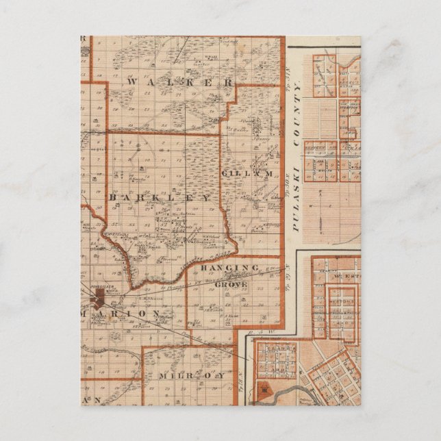 Cartão Postal Mapa do Condado de Jasper (Frente)