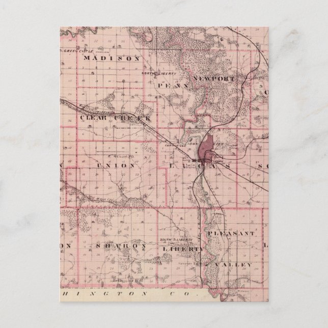 Cartão Postal Mapa do Condado de Johnson, Estado de Iowa (Frente)