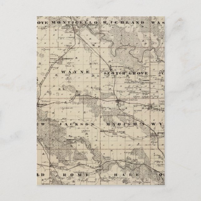 Cartão Postal Mapa do Condado de Jones, Estado de Iowa (Frente)