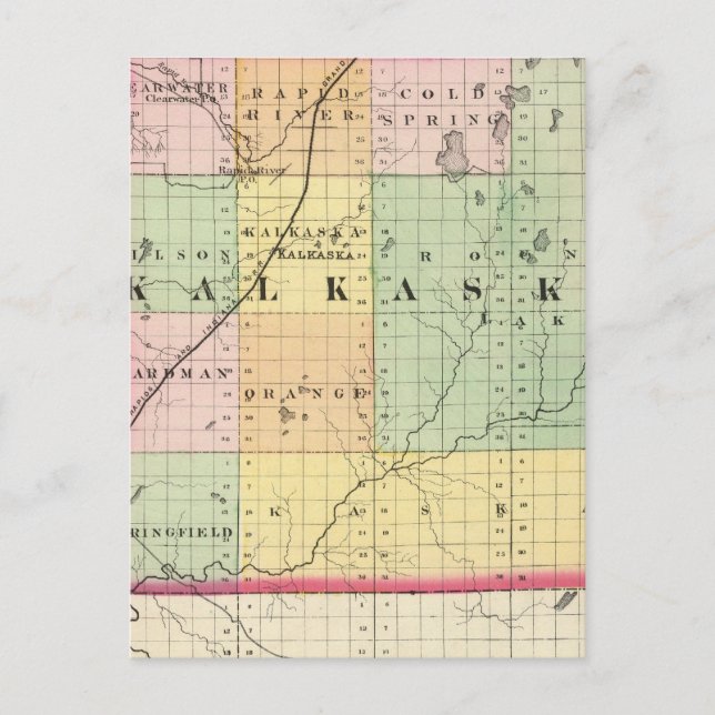 Cartão Postal Mapa do condado de Kalkaska, Michigan (Frente)