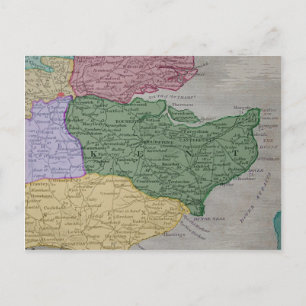 Cartão Postal Mapa do Condado de Kent, Inglaterra