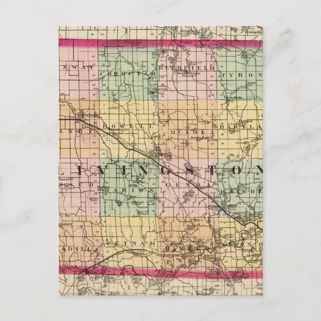 Cartão Postal Mapa do Condado de Livingston, Michigan (Frente)