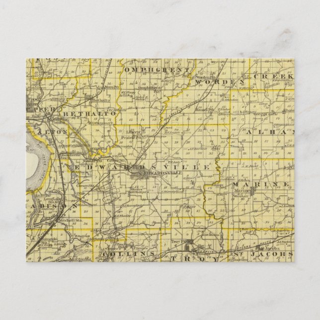 Cartão Postal Mapa do Condado de Madison (Frente)