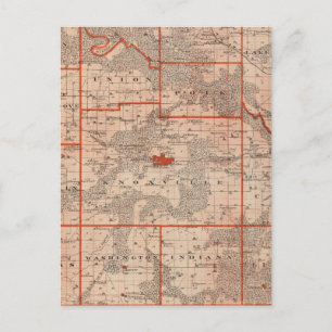 Cartão Postal Mapa do Condado de Marion, Estado de Iowa