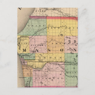 Cartão Postal Mapa do Condado de Mason, Michigan