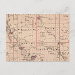 Cartão Postal Mapa do Condado de Mitchell, Estado de Iowa