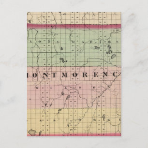 Cartão Postal Mapa do Condado de Montmorency, Michigan