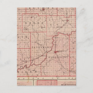 Cartão Postal Mapa do Condado de Morgan com Mooresville