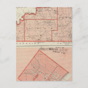 Cartão Postal Mapa do condado de Ohio com a cidade da Ascensão S