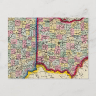 Cartão Postal Mapa Do Condado De Ohio E Indiana