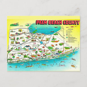 Cartão Postal Mapa do Condado de Palm Beach em Cartão-Postal