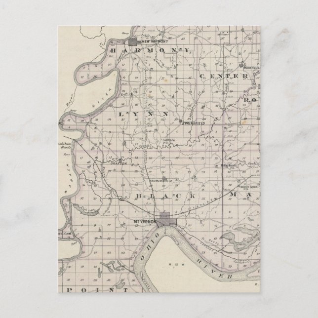 Cartão Postal Mapa do Condado de Posey (Frente)