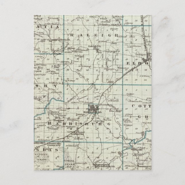 Cartão Postal Mapa do Condado de Saline (Frente)