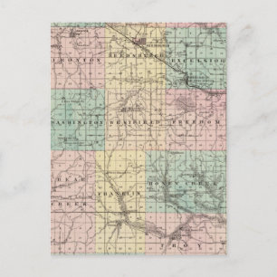 Cartão Postal Mapa do condado de Sauk e da cidade de Kilbourn