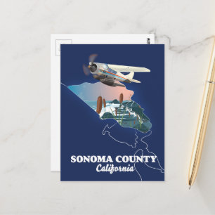 Cartão Postal Mapa do Condado de Sonoma Califórnia