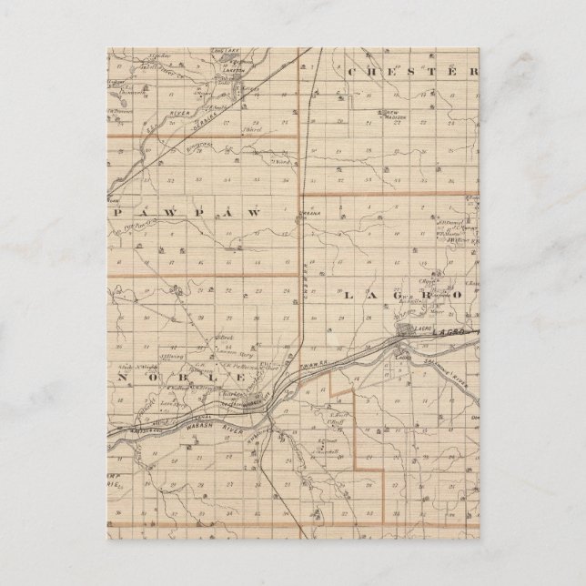 Cartão Postal Mapa do Condado de Wabash (Frente)
