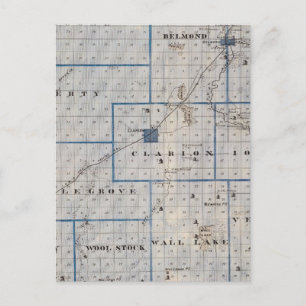 Cartão Postal Mapa do Condado de Wright, Estado de Iowa