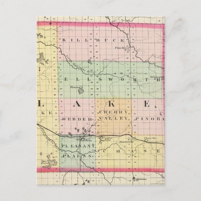 Cartão Postal Mapa do condado do lago, Michigan (Frente)