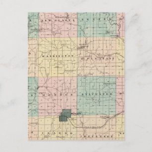 Cartão Postal Mapa do Condado Verde, Estado de Wisconsin