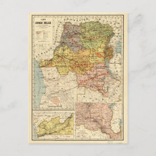 Cartão Postal Mapa do Congo, África (1896)