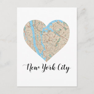 Cartão Postal Mapa do Coração da Cidade de Nova York