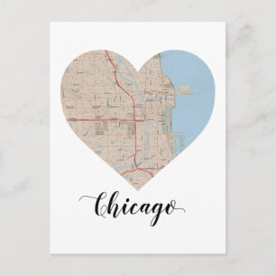 Cartão Postal Mapa do Coração de Chicago