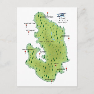 Cartão Postal Mapa do Distrito de Pico de Inglaterra