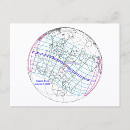 Cartão Postal Mapa do Eclipse Solar Total de 2027