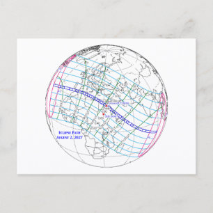 Cartão Postal Mapa do Eclipse Solar Total de 2027