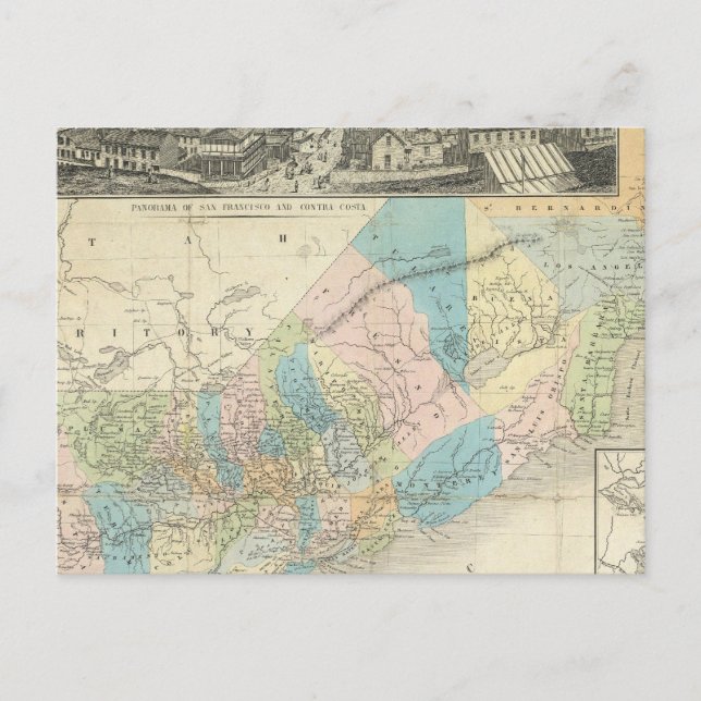 Cartão Postal Mapa do Estado da Califórnia (Frente)