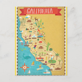 Cartão Postal Mapa do Estado da Califórnia