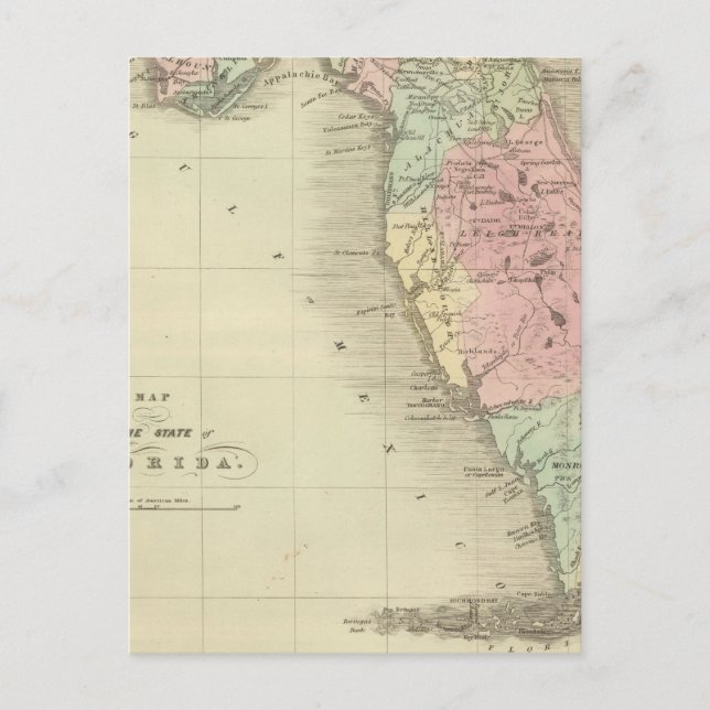 Cartão Postal Mapa do Estado da Flórida (Frente)