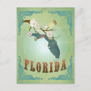 Cartão Postal Mapa do Estado da Flórida Moderna - Sage Green