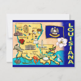 Cartão Postal Mapa do Estado da Louisiana