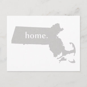 Cartão Postal Mapa do estado da silhueta residencial de Massachu