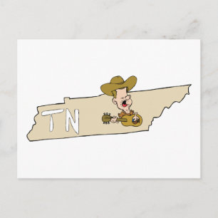 Cartão Postal Mapa do Estado da TN do Tennessee & Música Nashvil