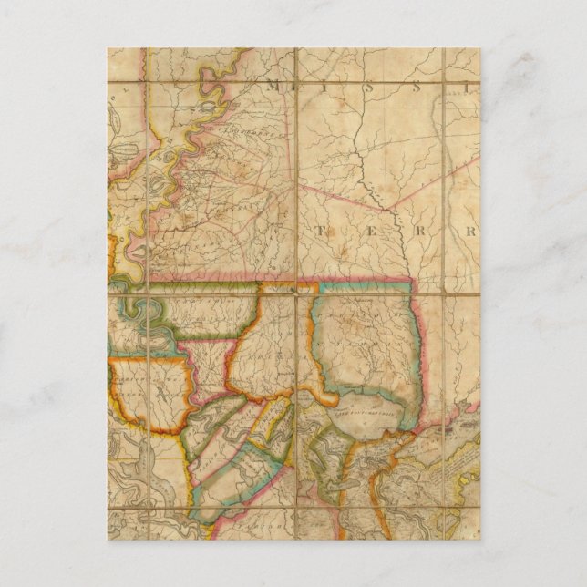 Cartão Postal Mapa do Estado de Louisiana (Frente)