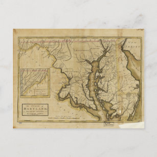 Cartão Postal Mapa do Estado de Maryland (1795)