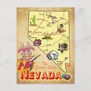 Cartão Postal Mapa do Estado de Nevada